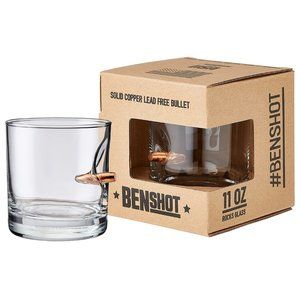 NIB 11oz BenShot Rocks Glass with Real .308 Bullet Made in the USA
